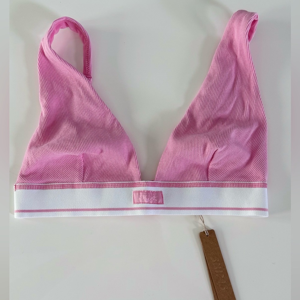 SKIMS 💗 Plunge Cotton Bra Bralette Ribbed triangle | Small | NWT - Picture 3 of 7